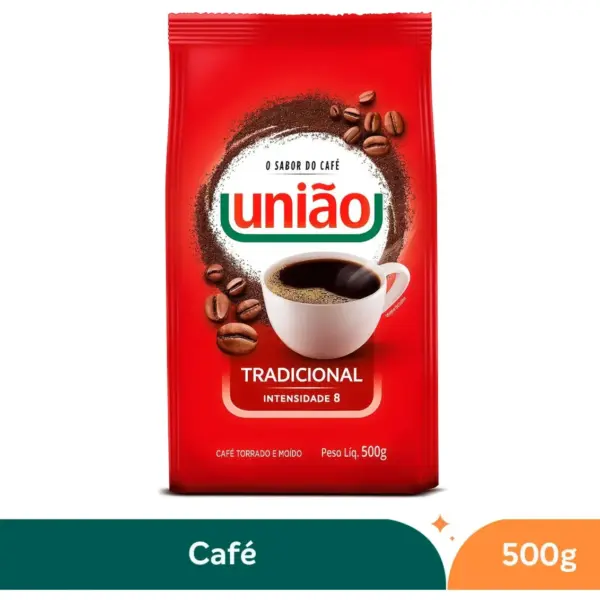 Café Torrado E Moido Tradicional Pouch 500g Intensidade 8 União Pacote