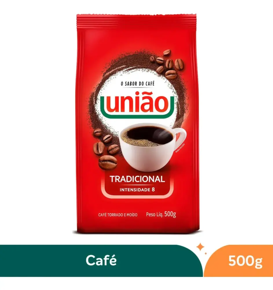 Café Torrado E Moido Tradicional Pouch 500g Intensidade 8 União Pacote